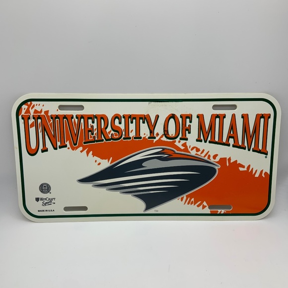 Vintage Wincraft Sports University of Miami Hurricanes Logo License Plate - Picture 1 of 9